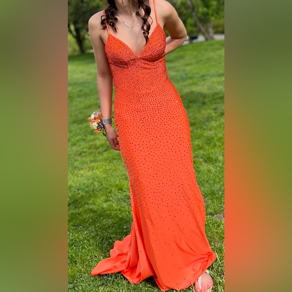 Faviana Vibrant Orange Prom Dress
